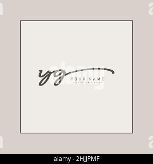 Initial Letter YG Logo - Handwritten Signature Logo - Simple Vector Logo in Signature Style for Brand Name Initials. Stock Vector