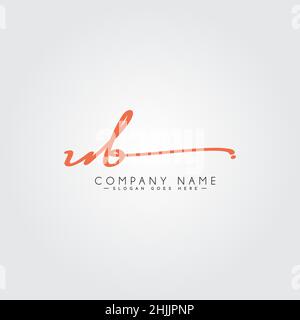 Initial Letter UB Logo - Handwritten Signature Style Logo - Simple Vector Logo in Signature Style for Brand Name Initials. Stock Vector
