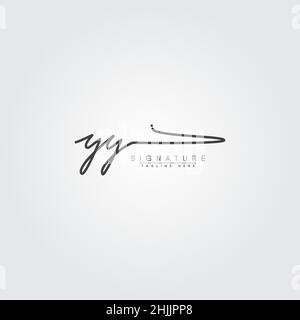 Initial Letter YY Logo - Handwritten Signature Logo - Simple Vector Logo in Signature Style for Brand Name Initials. Stock Vector