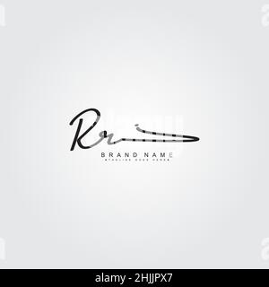 Initial Letter RR Logo - Handwritten Signature Logo - Simple Vector Logo in Signature Style for Brand Name Initials. Stock Vector