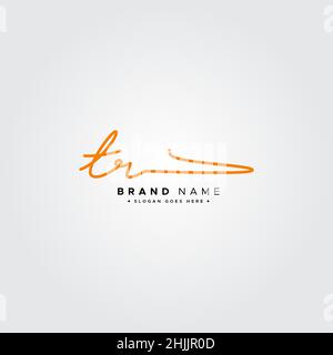 Initial Letter TR Logo - Hand Drawn Signature Logo - Simple Vector Logo in Signature Style for Brand Name Initials. Stock Vector