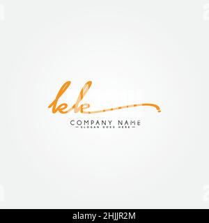 Initial Letter KK Logo - Hand Drawn Signature Style Logo - Simple Vector Logo in Signature Style for Brand Name Initials. Stock Vector