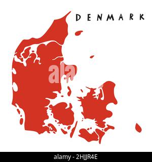 Vector hand drawn stylized map of Denmark. Travel illustration. Kingdom of Denmark geography illustration. Europe map element Stock Vector