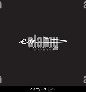 Initial Letter EV Logo - Handwritten Signature Style Logo - Simple Vector Logo in Signature Style for Brand Name Initials. Stock Vector