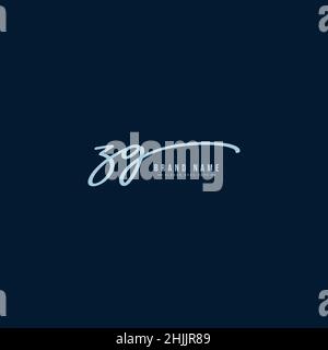 Initial Letter ZG Logo - Hand Drawn Signature Logo - Simple Vector Logo in Signature Style for Brand Name Initials. Stock Vector