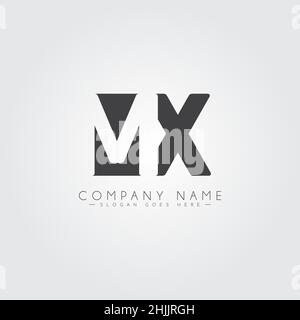 Initial Letter MX Logo - Simple Business Logo for Alphabet M and X - Simple Vector Logo in Signature Style for Brand Name Initials. Stock Vector