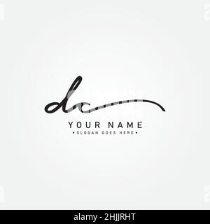 Initial Letter DC Logo - Hand Drawn Signature Style Logo - Simple Vector Logo in Signature Style for Brand Name Initials. Stock Vector