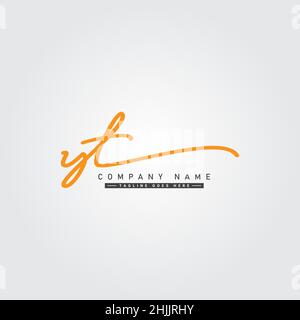 Initial Letter YT Logo - Handwritten Signature Style Logo - Simple Vector Logo in Signature Style for Brand Name Initials. Stock Vector