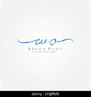 Initial Letter WO Logo - Hand Drawn Signature Style Logo - Simple Vector Logo in Signature Style for Brand Name Initials. Stock Vector