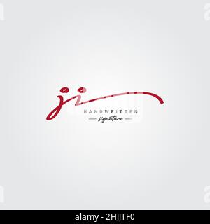 JI Simple Signature Logo - Handwritten Vector Template for J and I Logo ...