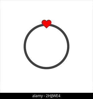 Ring icon with heart. Wedding rings symbol, valentine and holiday, engagement sign, vector graphics, a solid pattern on a white background Stock Vector