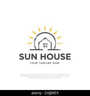 Sun shining logo design creative home design template,symbol Stock Vector