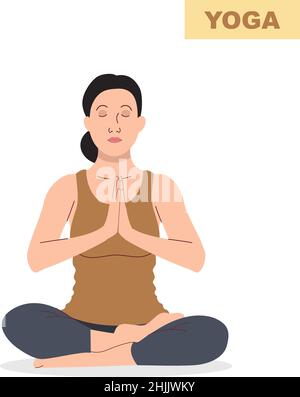 Young woman doing yoga , Young woman doing meditation  Stock Vector
