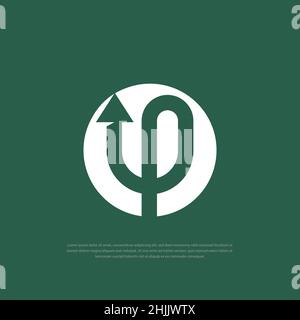 UP arrow circle design icon logo, Modern Typography Logo design inspiration, symbol template Stock Vector
