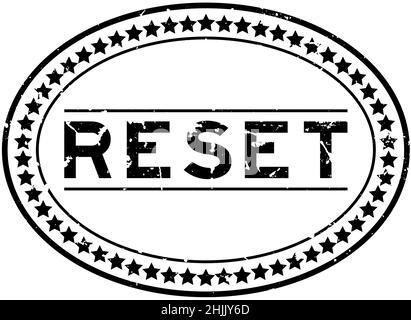 Grunge black reset word oval rubber seal stamp on white background Stock Vector