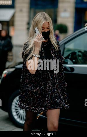 Street style, Josefine HJ arriving at Louis Vuitton Spring Summer 2021  show, held at La Samaritaine, Paris, France, on October 6, 2020. Photo by  Marie-Paola Bertrand-Hillion/ABACAPRESS.COM Stock Photo - Alamy