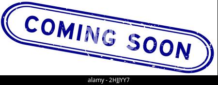 Grunge blue coming soon word rubber seal stamp on white background Stock Vector
