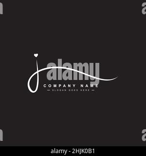 J Letter Signature Logo - J letter Initial Logo - Logo for Company Name Starts with Letter J - Simple Signature Logo in Handwriting style for Business Stock Vector