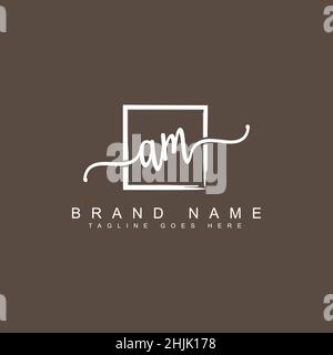 Initial Letter AM Logo - Hand Drawn Signature Style Logo - Simple Signature Logo in Handwriting style for Business Name Initials Stock Vector