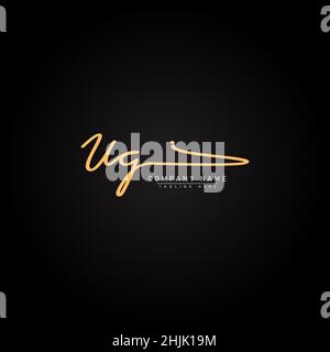 Initial Letter UG Logo - Handwritten Signature Style Logo - Simple Signature Logo in Handwriting style for Business Name Initials Stock Vector
