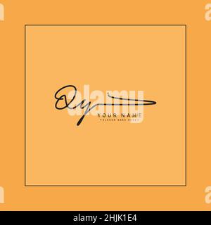 Initial Letter QY Logo - Handwritten Signature Logo - Simple Vector Logo in Signature Style for Initials Stock Vector