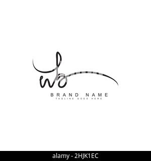 Initial Letter WB Logo - Hand Drawn Signature Style Logo - Simple Vector Logo in Signature Style for Initials Stock Vector