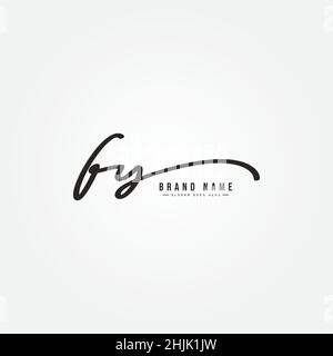 Initial Letter FY Logo - Handwritten Signature Logo - Simple Vector Logo in Signature Style for Initials Stock Vector