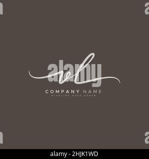 Initial Letter VL Logo - Hand Drawn Signature Style Logo - Simple Vector Logo in Signature Style for Initials Stock Vector