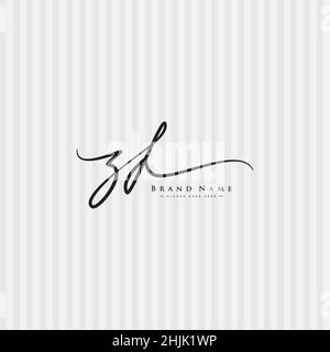 Initial Letter ZF Logo - Handwritten Signature Logo - Simple Vector Logo in Signature Style for Initials Stock Vector