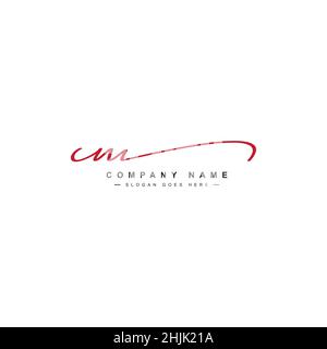 Initial Letter CM Logo - Hand Drawn Signature Style Logo - Simple Vector Logo in Signature Style for Initials Stock Vector