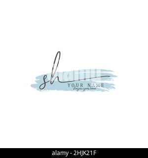 Initial Letter SH Logo - Hand Drawn Signature Logo - Simple Vector Logo in Signature Style for Initials Stock Vector