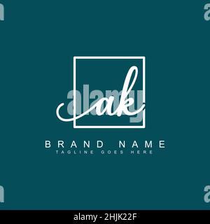 Initial Letter AK Logo - Hand Drawn Signature Logo - Simple Vector Logo in Signature Style for Initials Stock Vector