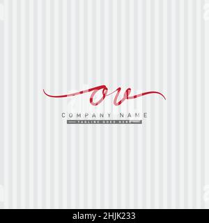 Initial Letter OV Logo - Hand Drawn Signature Logo - Simple Vector Logo in Signature Style for Initials Stock Vector