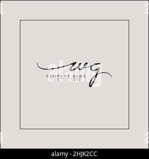 Initial Letter WG Logo - Handwritten Signature Style Logo - Simple Vector Logo in Signature Style for Initials Stock Vector