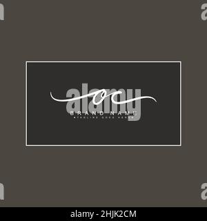 Initial Letter OC Logo - Handwritten Signature Logo - Simple Vector Logo in Signature Style for Initials Stock Vector