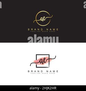 A, E, AE Initial letter handwritten and signature vector image template ...