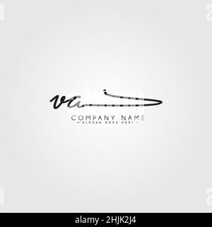 Initial Letter VA Logo - Hand Drawn Signature Logo - Simple Vector Logo in Signature Style for Initials Stock Vector