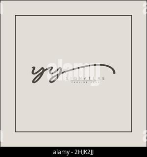 Initial Letter YY Logo - Handwritten Signature Style Logo - Simple Vector Logo in Signature Style for Initials Stock Vector
