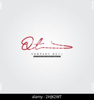 Initial Letter QT Logo - Handwritten Signature Style Logo - Simple Signature Logo in Handwriting style for Business Name Initials Stock Vector