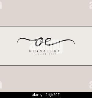Initial Letter OE Logo - Handwritten Signature Logo - Simple Signature Logo in Handwriting style for Business Name Initials Stock Vector
