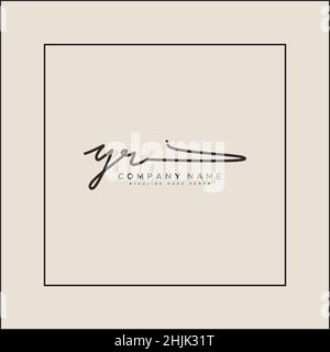 Initial Letter YR Logo - Hand Drawn Signature Logo - Simple Signature Logo in Handwriting style for Business Name Initials Stock Vector