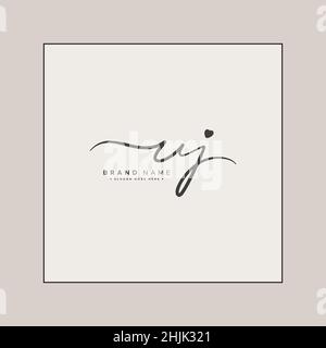 Initial Letter UJ Logo - Handwritten Signature Logo - Simple Signature Logo in Handwriting style for Business Name Initials Stock Vector