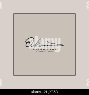 Initial Letter QH Logo - Hand Drawn Signature Style Logo - Simple Signature Logo in Handwriting style for Business Name Initials Stock Vector