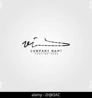 Initial Letter VI Logo - Handwritten Signature Logo - Simple Signature Logo in Handwriting style for Business Name Initials Stock Vector