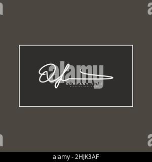 Initial Letter QF Logo - Handwritten Signature Logo  - Simple Vector Logo in Signature Style for Initials Stock Vector