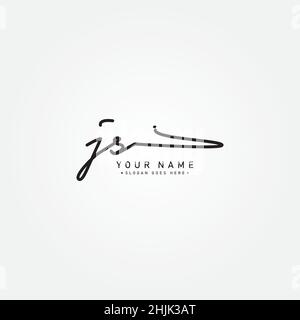 Initial Letter JS Logo - Hand Drawn Signature Style Logo - Simple Vector Logo in Signature Style for Initials Stock Vector
