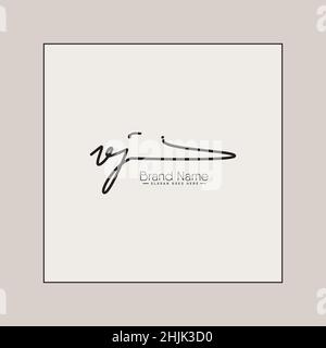 Initial Letter VJ Logo - Handwritten Signature Logo - Simple Vector Logo in Signature Style for Initials Stock Vector
