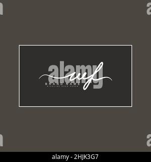 Initial Letter WF Logo - Hand Drawn Signature Logo - Simple Vector Logo in Signature Style for Initials Stock Vector