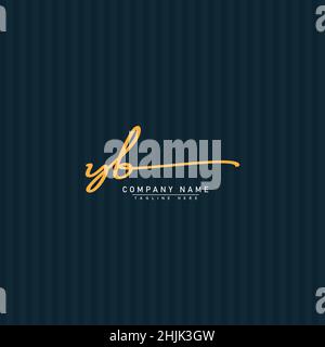 Initial Letter YB Logo - Handwritten Signature Logo - Simple Vector Logo in Signature Style for Initials Stock Vector