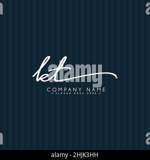 Initial Letter KT Logo - Handwritten Signature Logo - Simple Vector Logo in Signature Style for Initials Stock Vector
